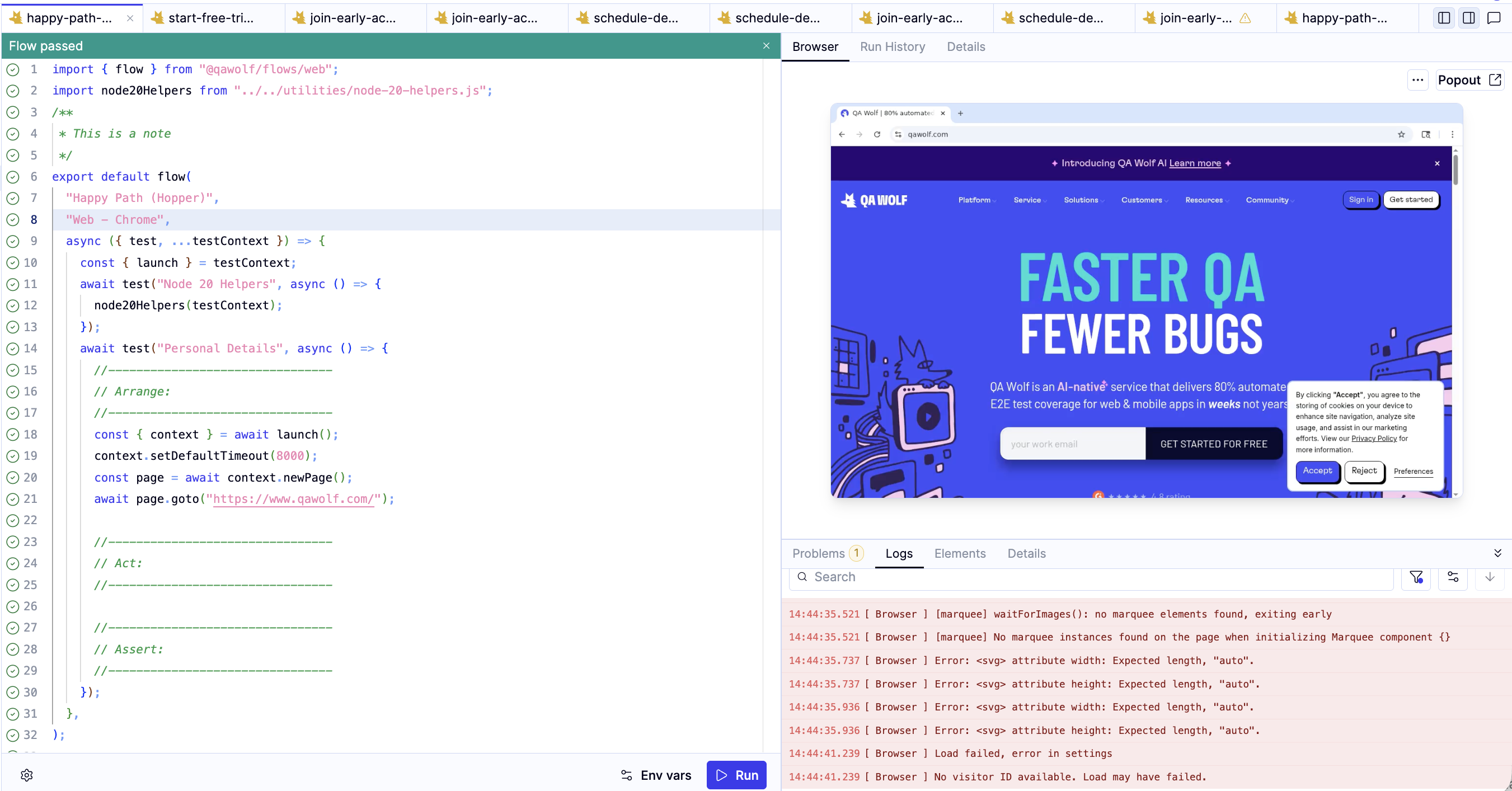 Automate Browser Log