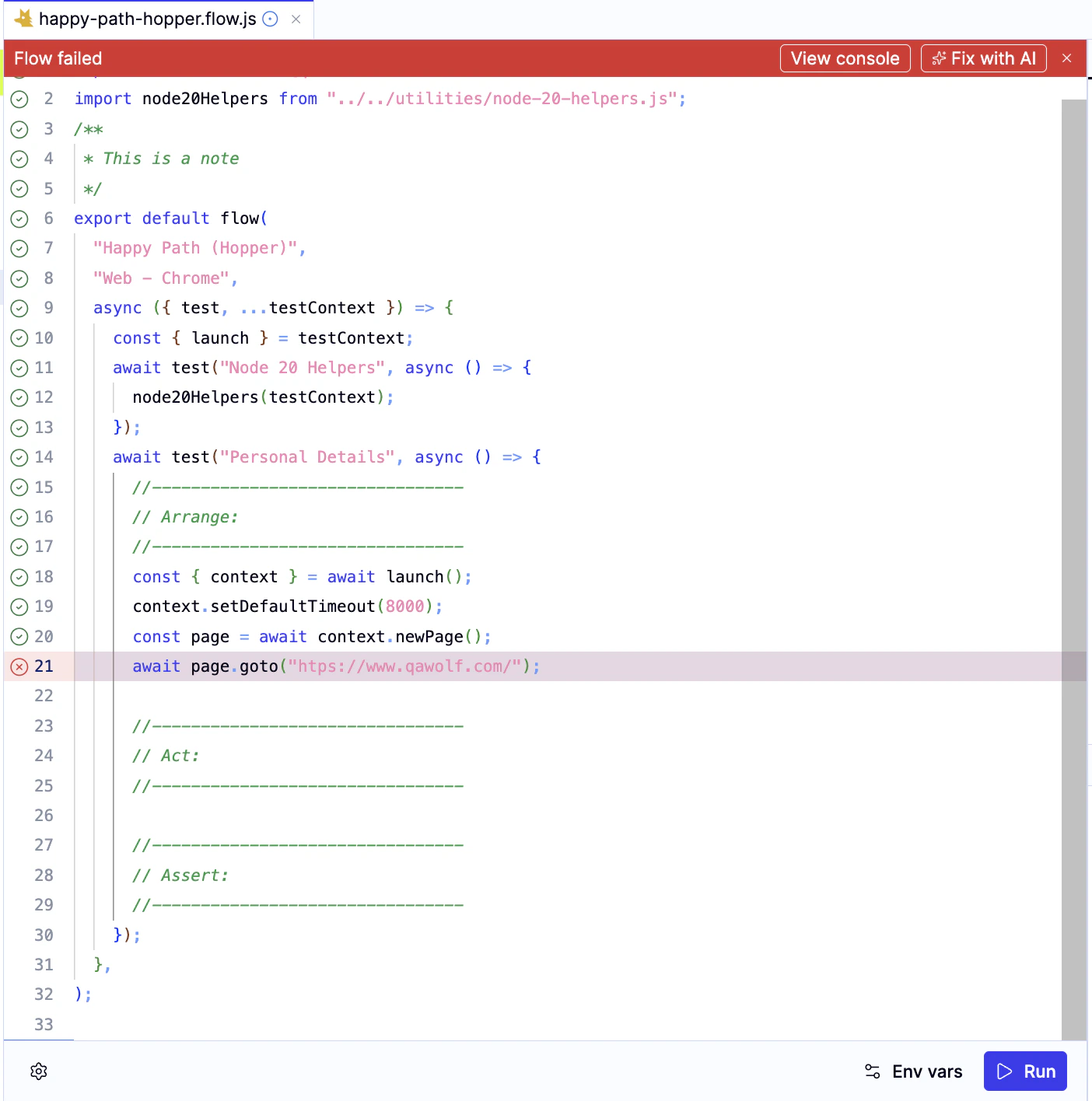 Automate Failed Flow
