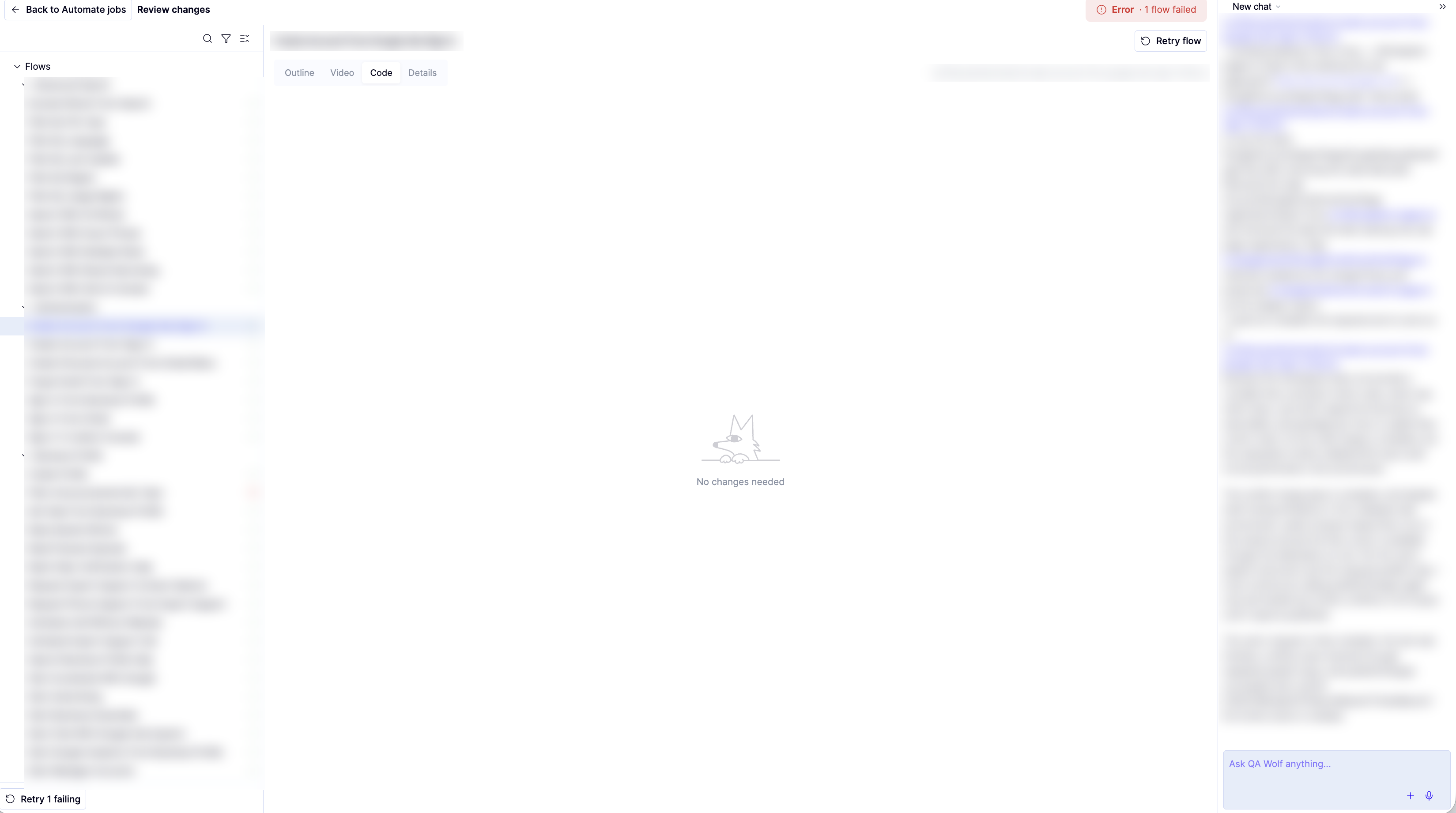 The review view for an Automate job