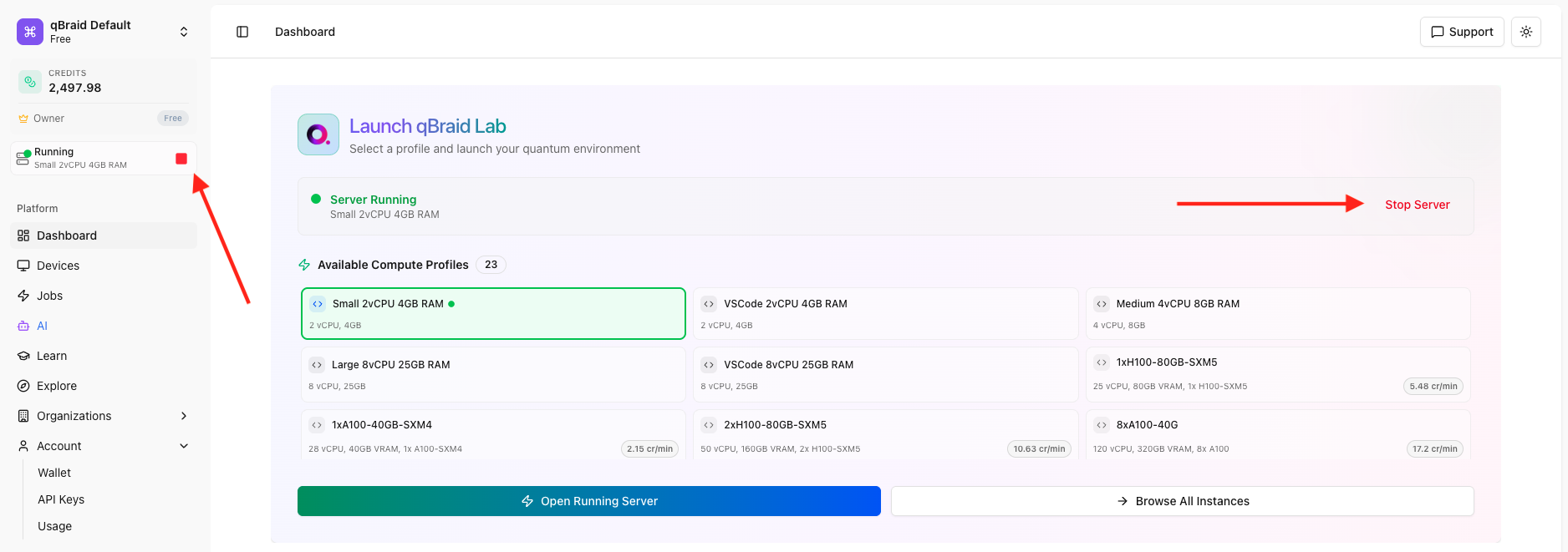 Stop server locations on account page
