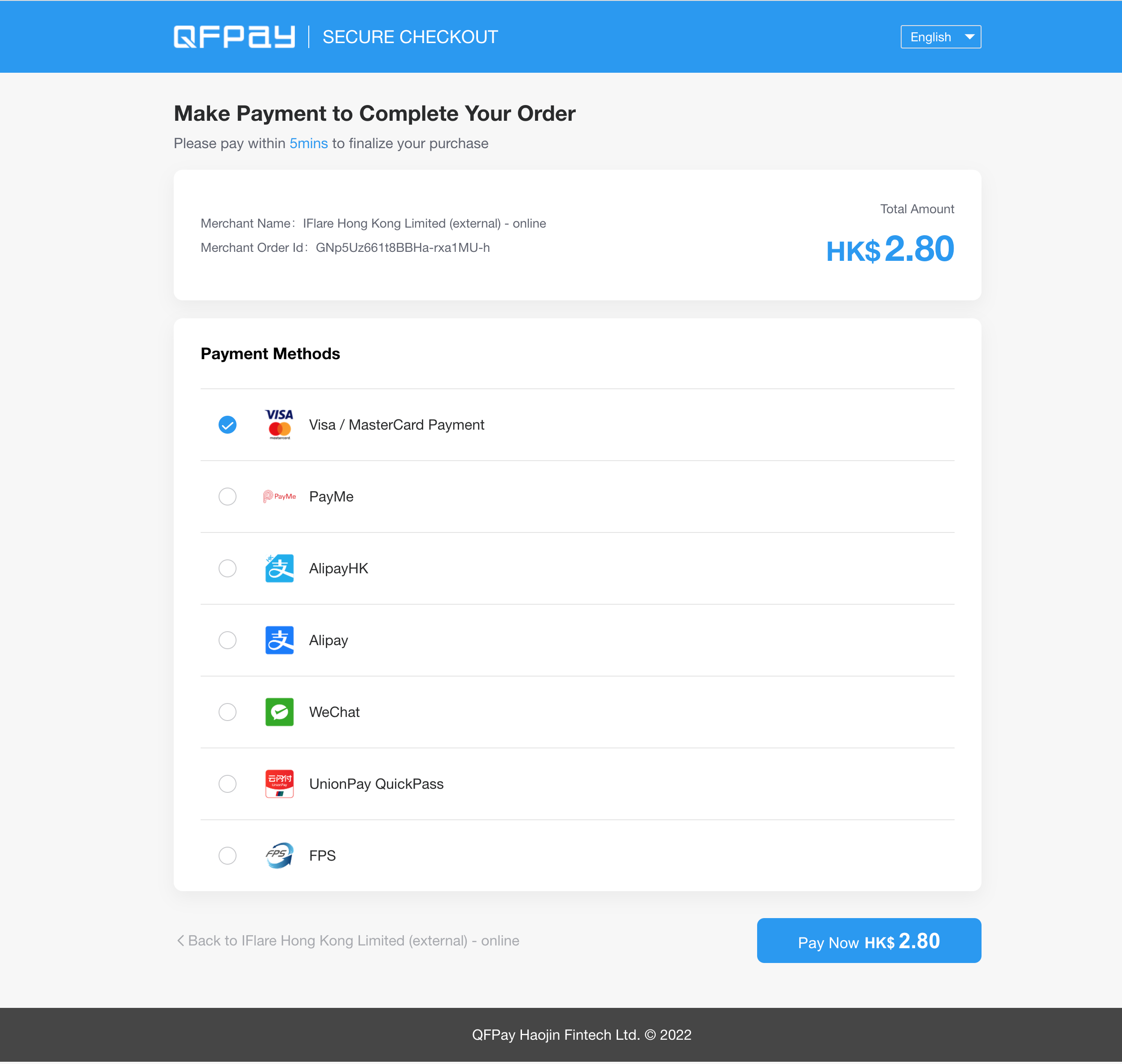 Hosted Checkout Page - QFPay Developer Centre