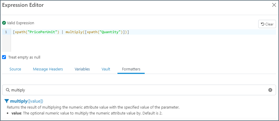 Tax expression with multiply formatter for quantity