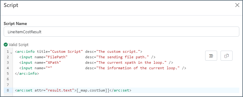 TDS01 element with _map.costSum reference