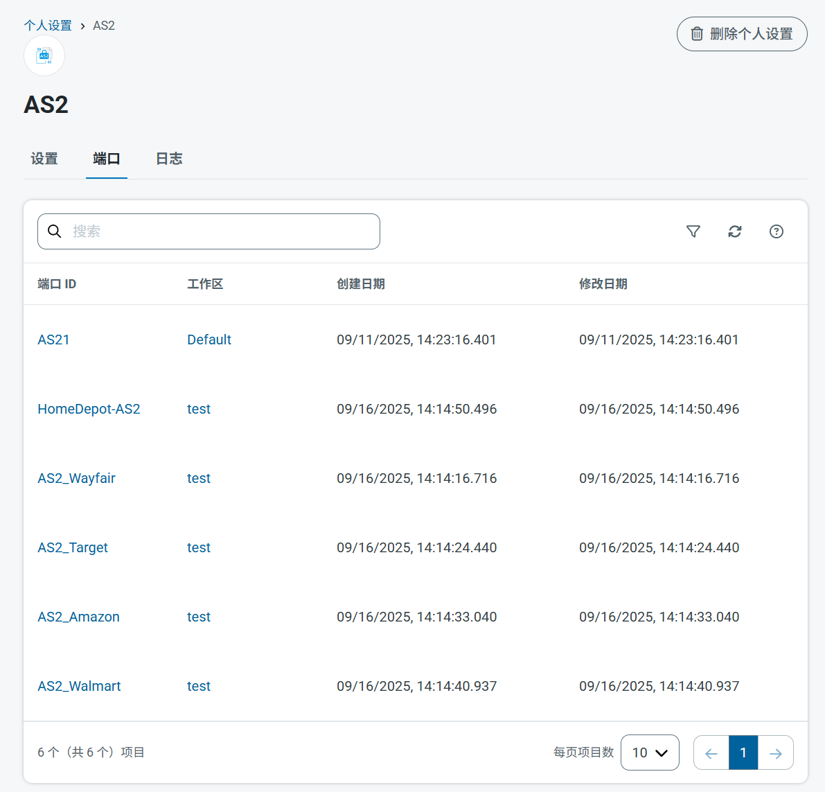 Profiles connectors tab