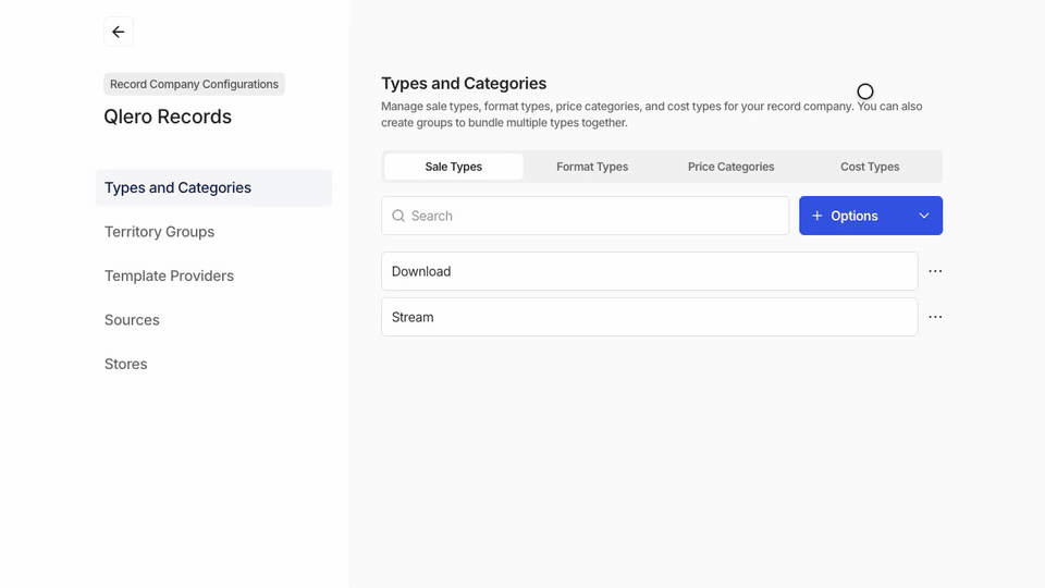 Create a Physical sale type in Types and Categories.