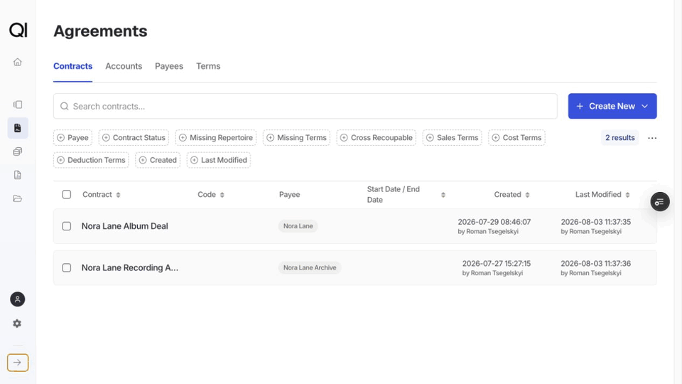 Assigning a shared sales term to multiple contracts
