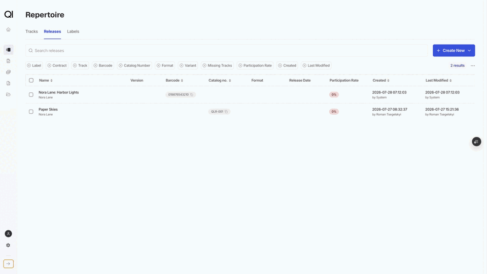 Checking a release imported through DDEX