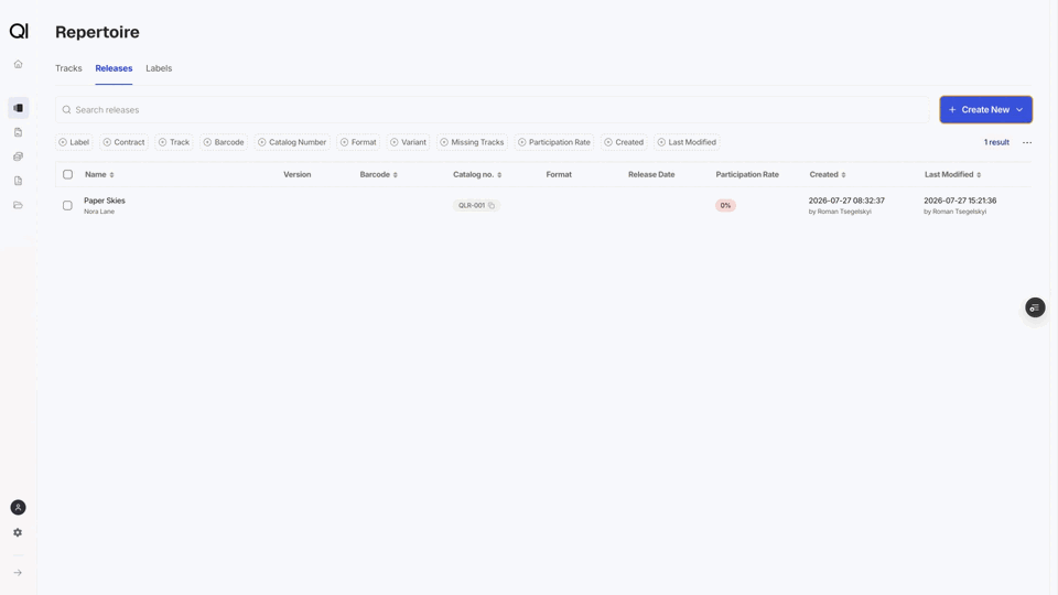 Importing repertoire from a DDEX file