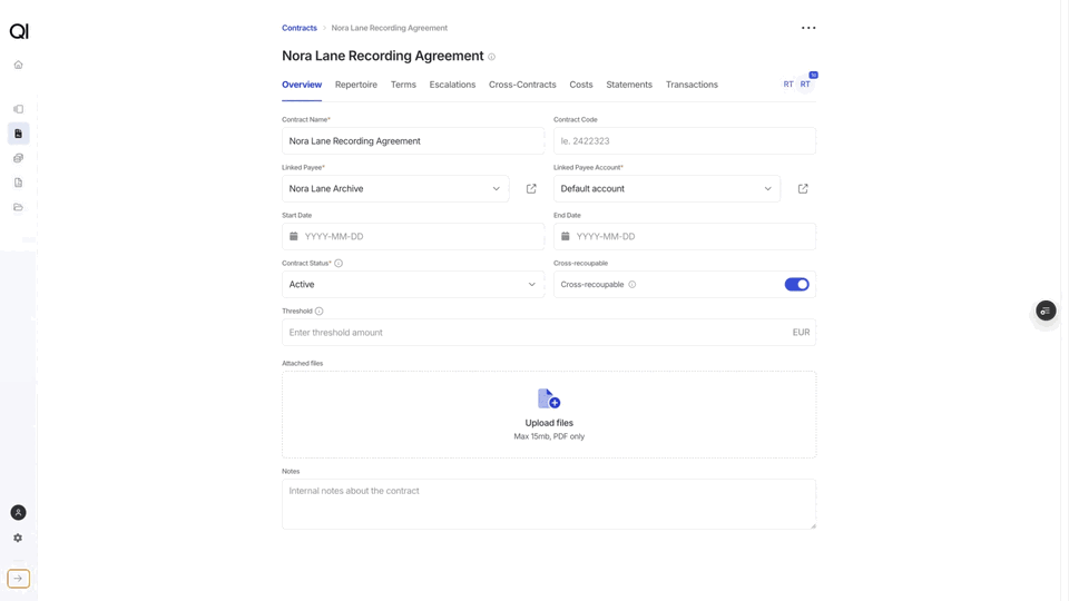 Linking a shared sales term to a contract