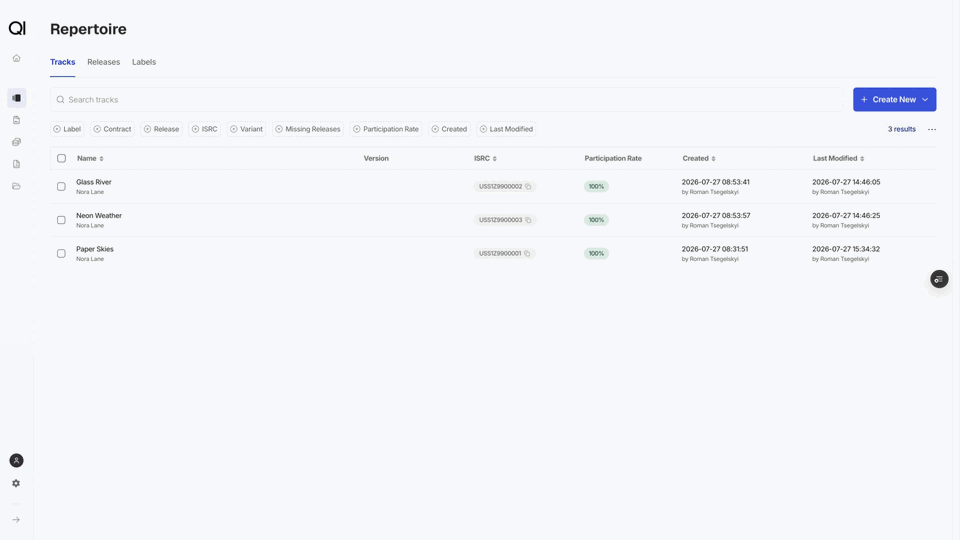 Starting an Excel repertoire import