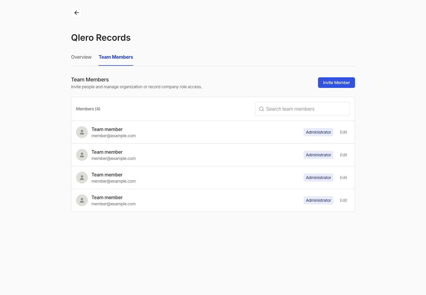 Team members page