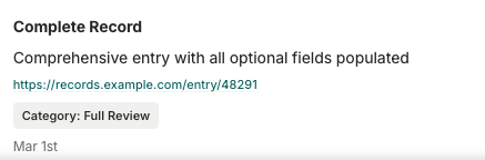 List item showing all optional properties