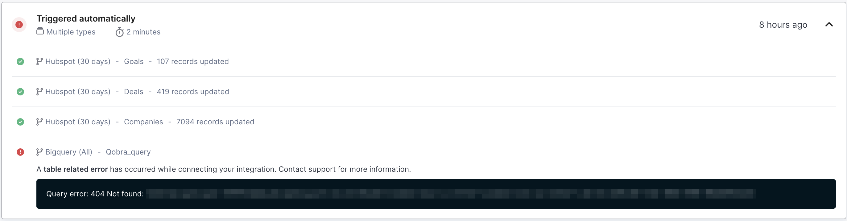 Qobra import history error details