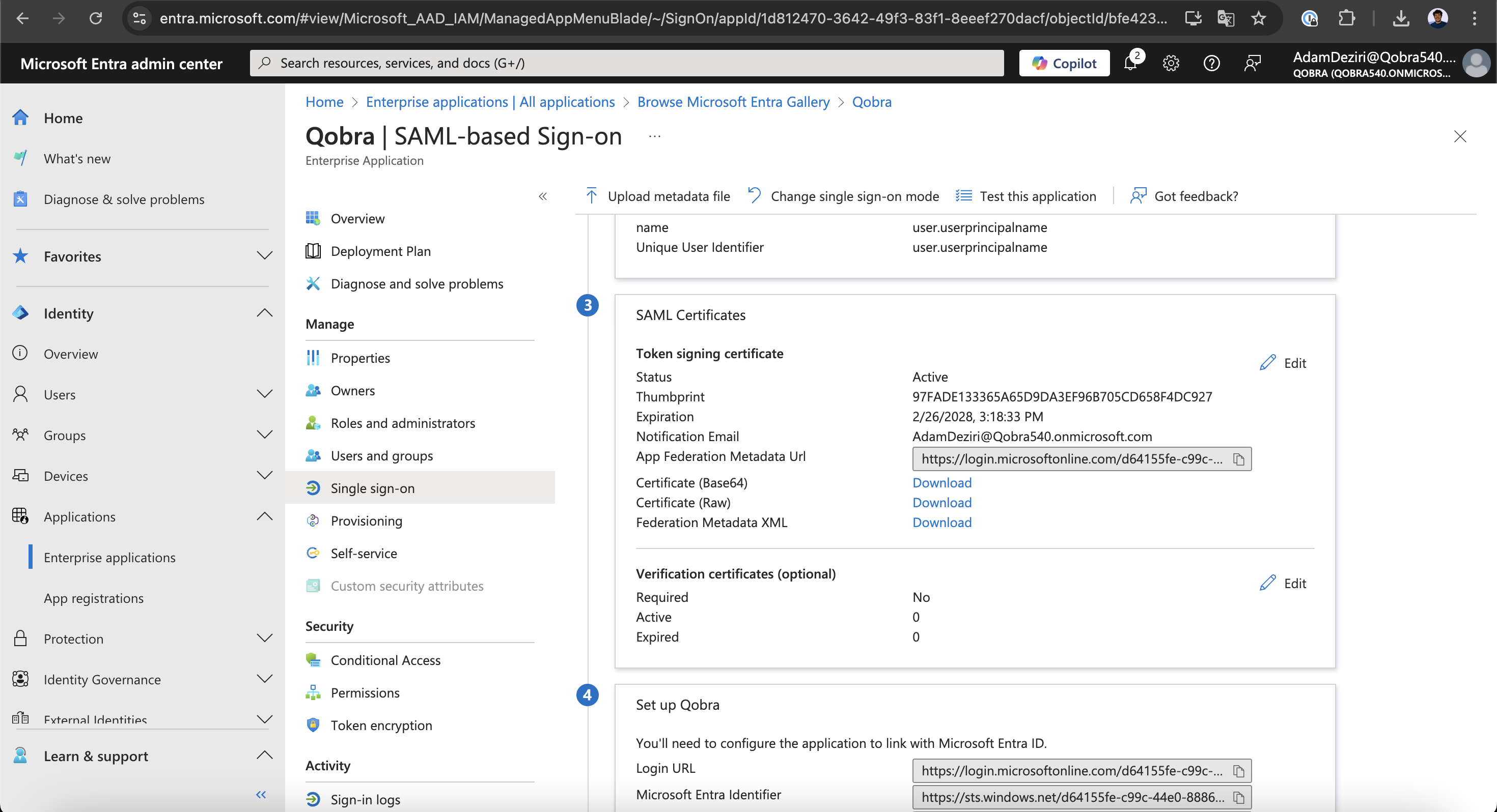 App Federation Metadata Url