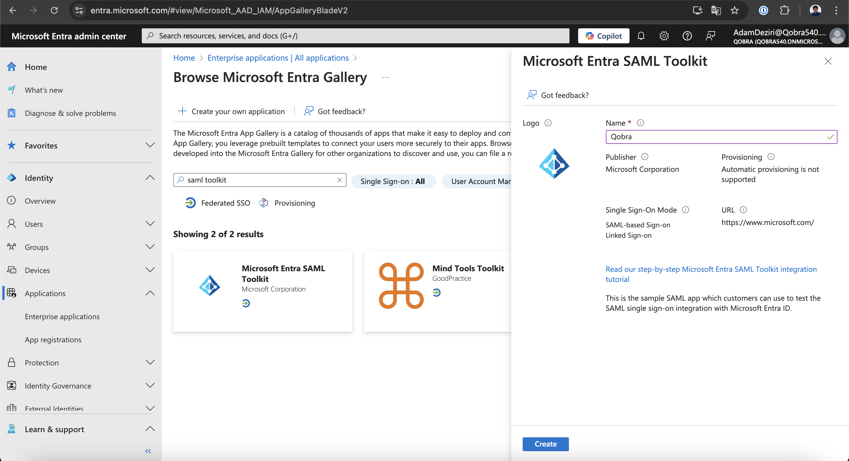 Saml Toolkit Application Gallery