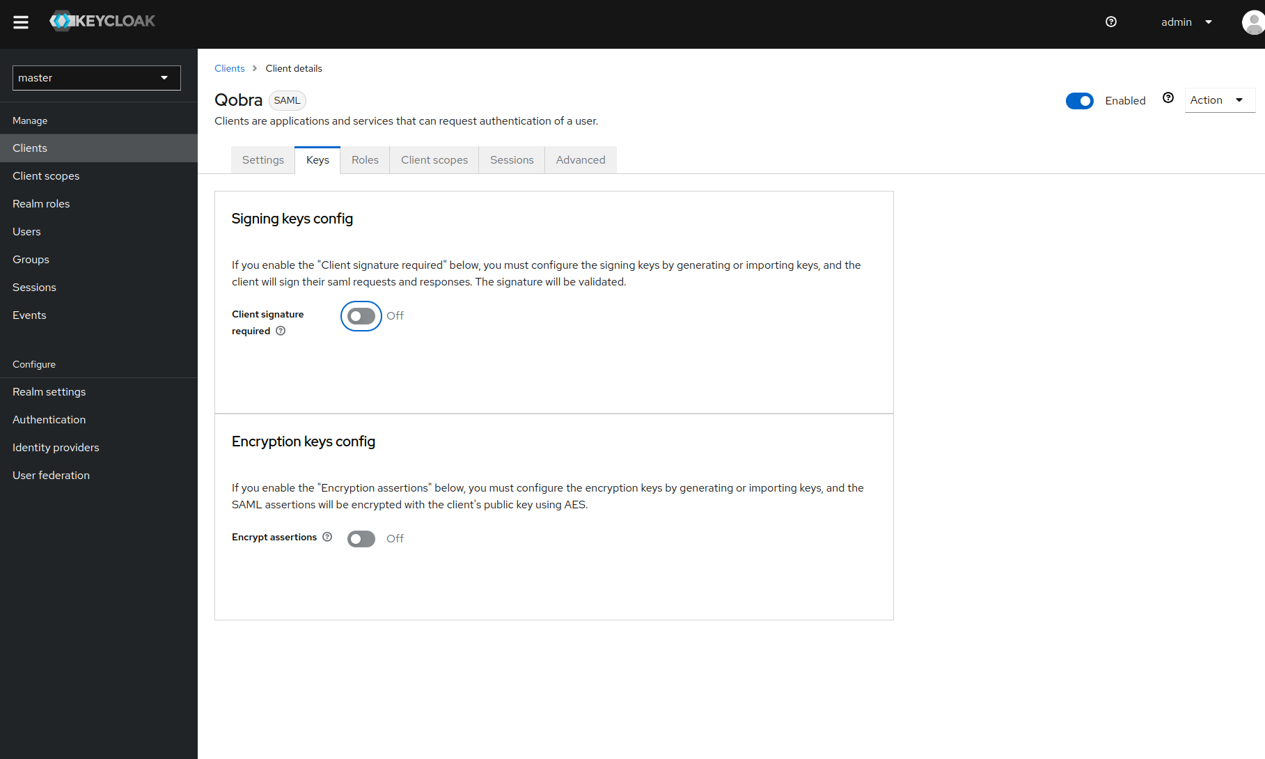 Fill in 'Signing key config' option