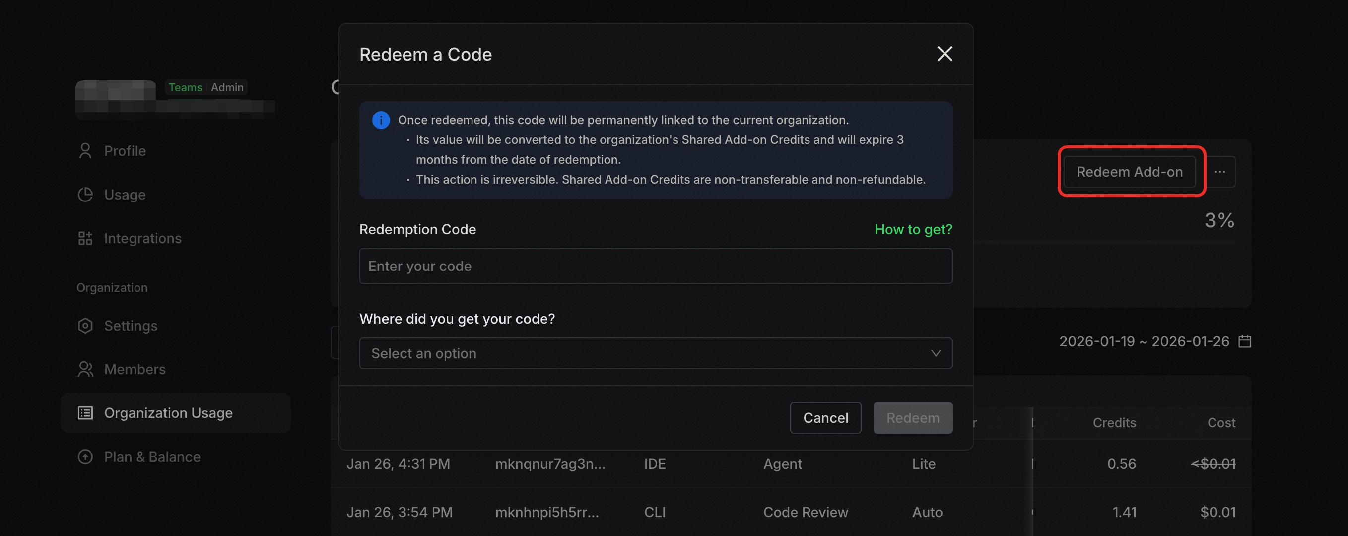 Shared Add-on Credits - Qoder