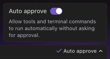 Qodo agent chat panel with auto-approve toggle enabled above the chatbox