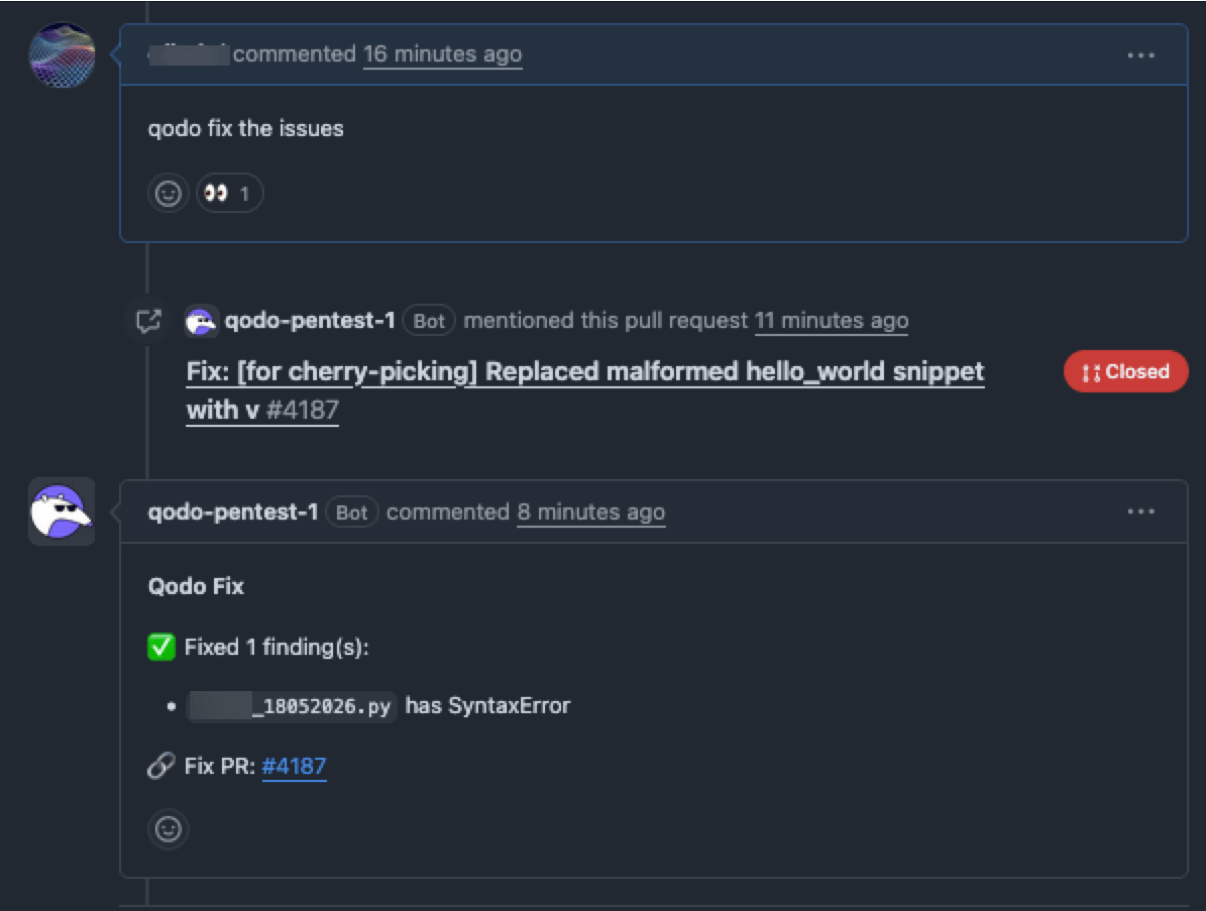Qodo fix in chat conversation