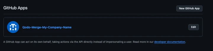 GitHub Apps list showing Qodo app