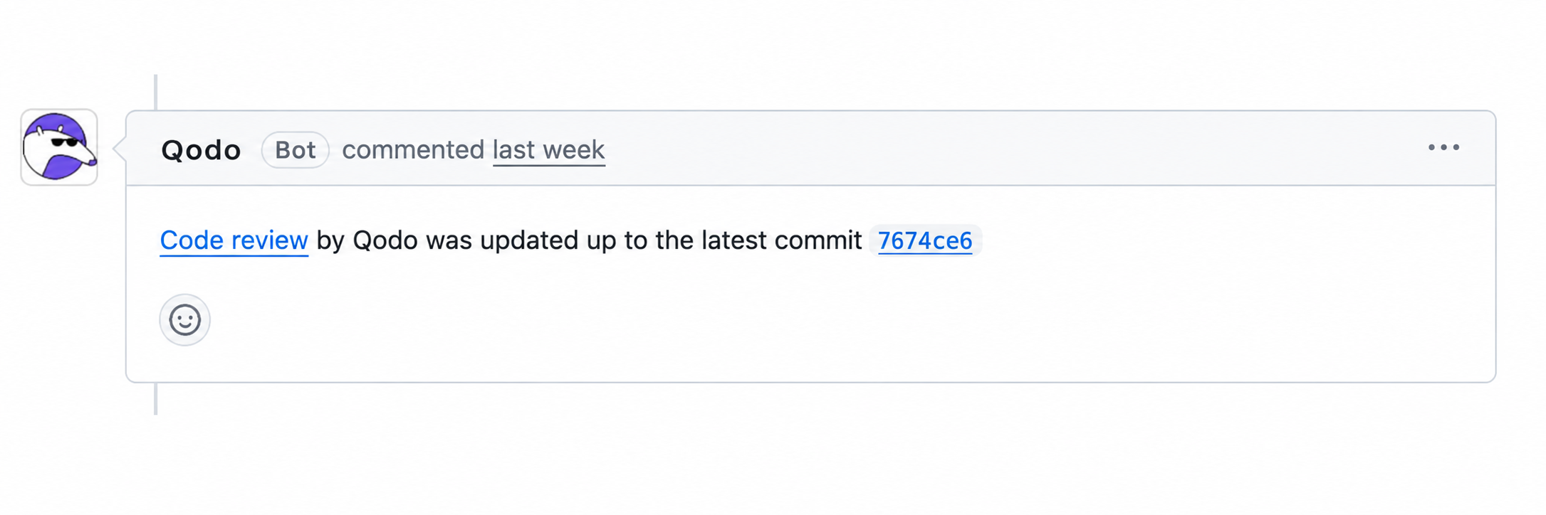 Qodo bot comment showing the persistent comment notification, "Code review by Qodo was updated up to the latest commit"