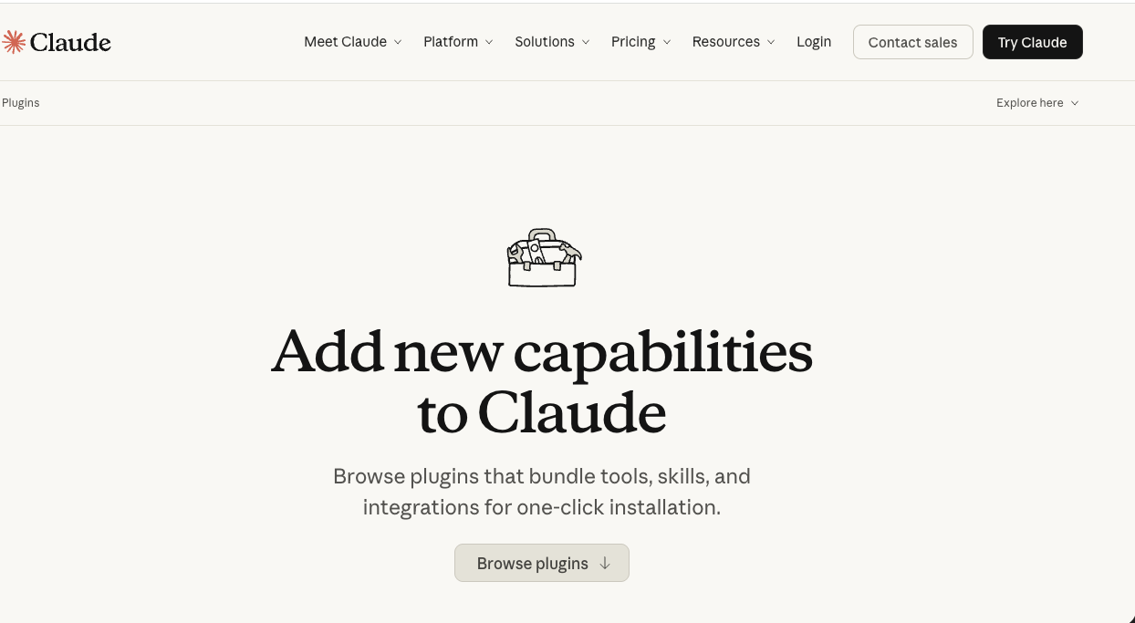Claude plugins main page