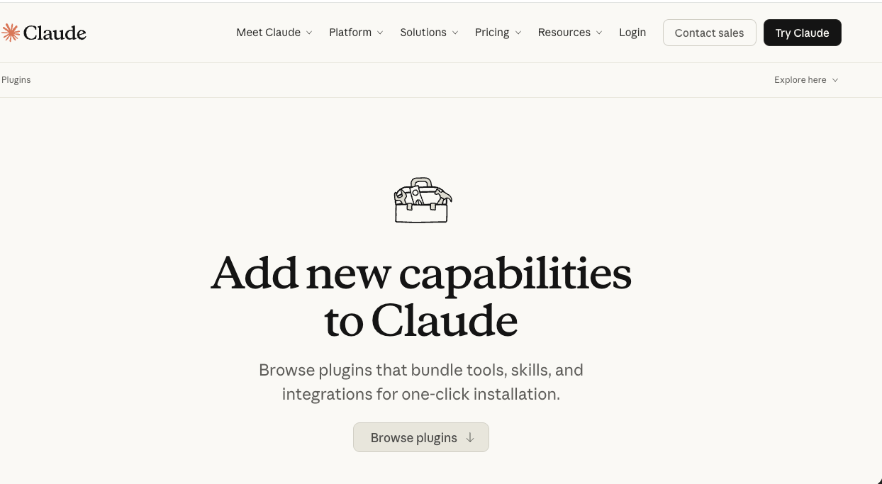 Claude plugins main page