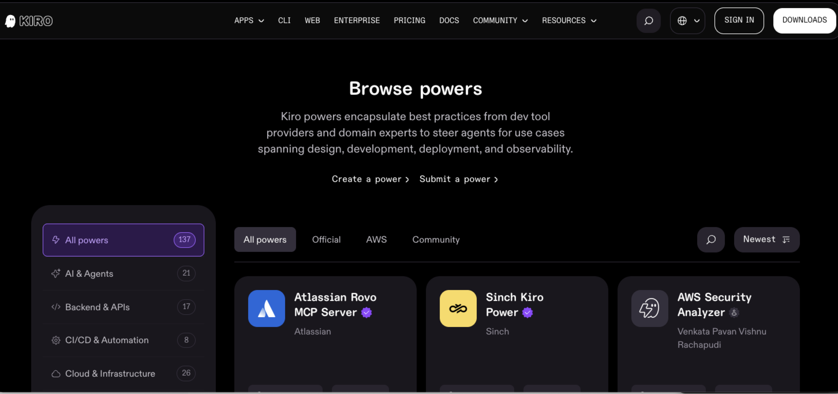 Kiro Powers main page