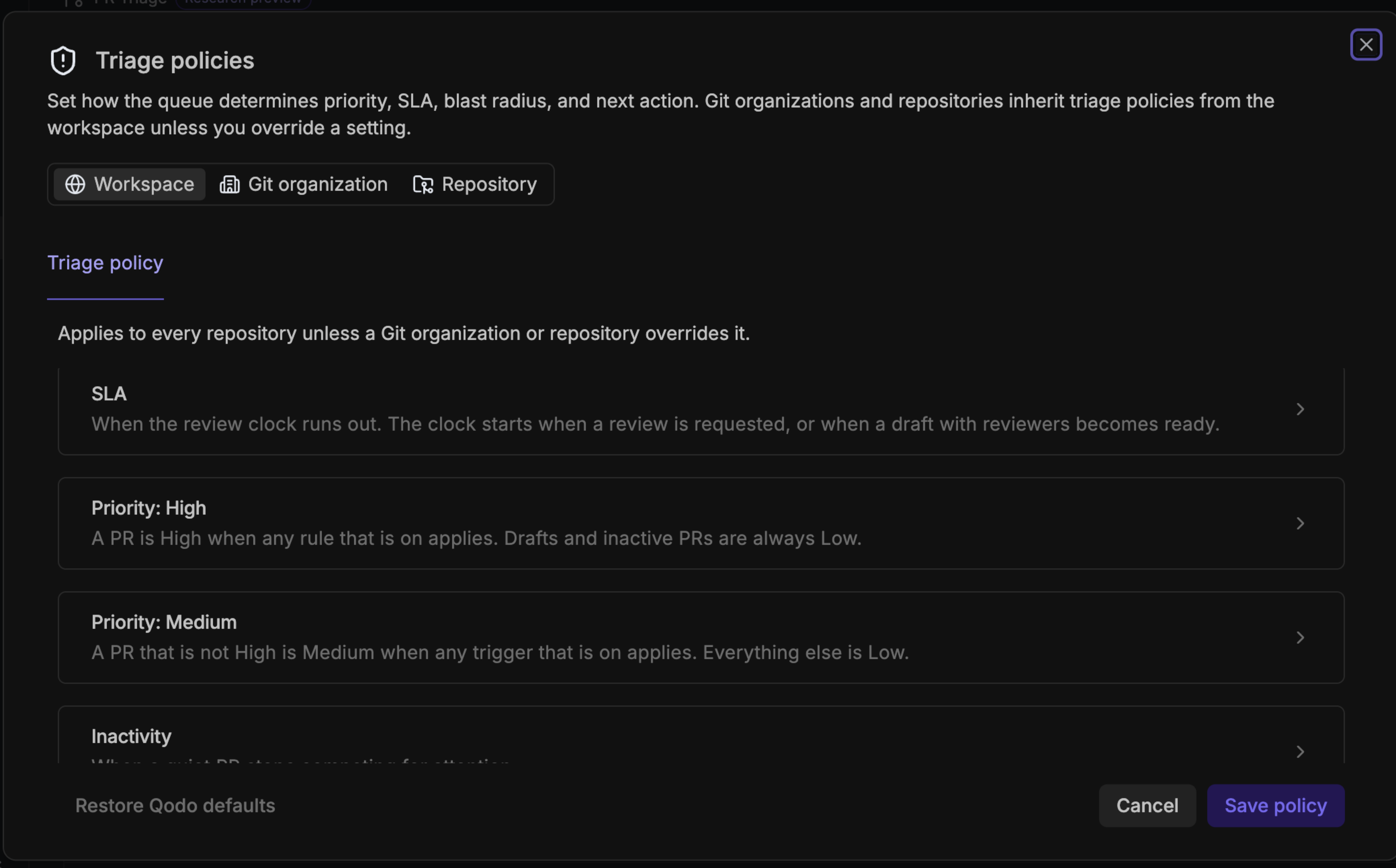 PR Triage Policies