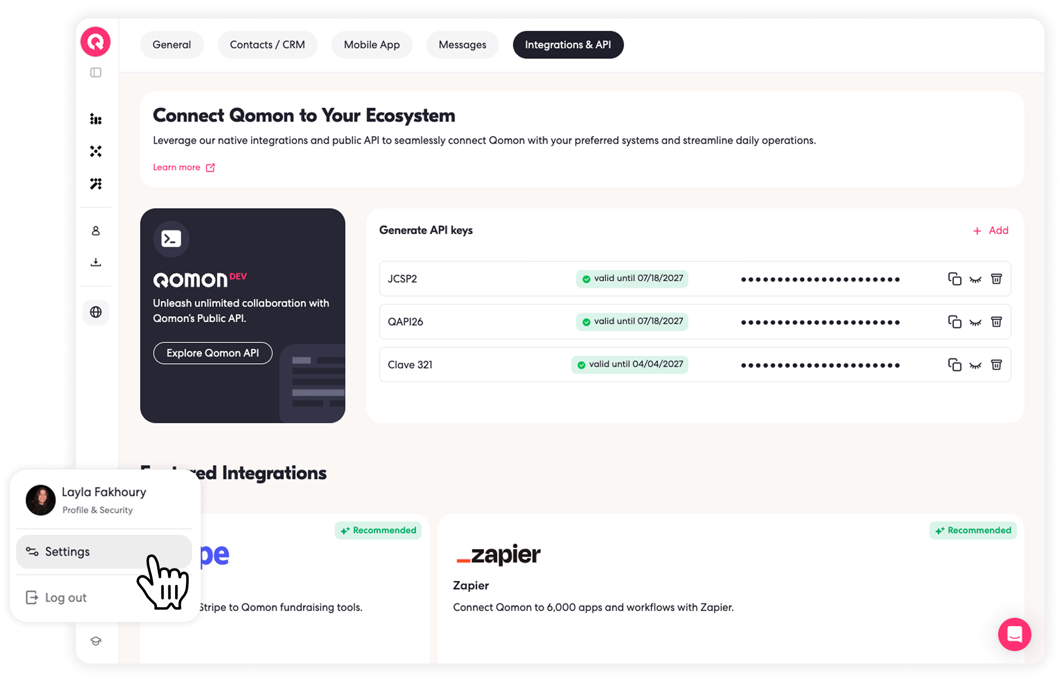 Getting Started Qomon Get Api Keys