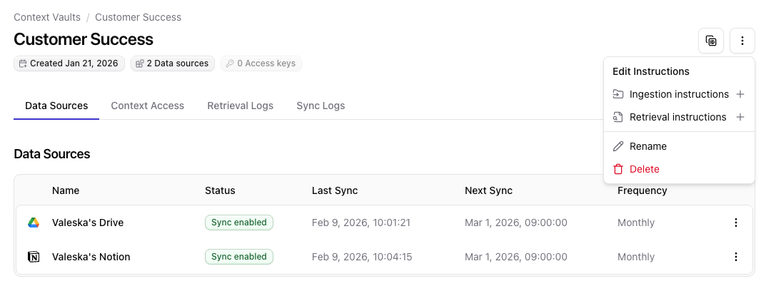 Vault-level system instructions in the Qontext app