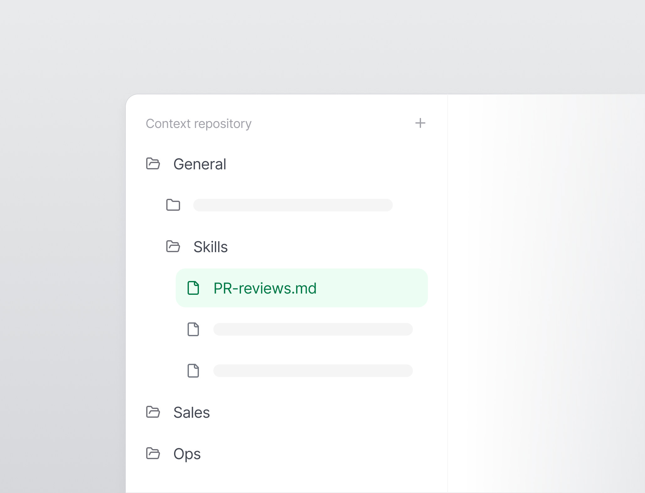 Skills folder in a context repository file tree