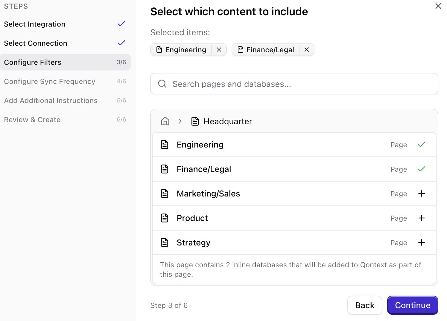 Configure what to sync (Notion filters)
