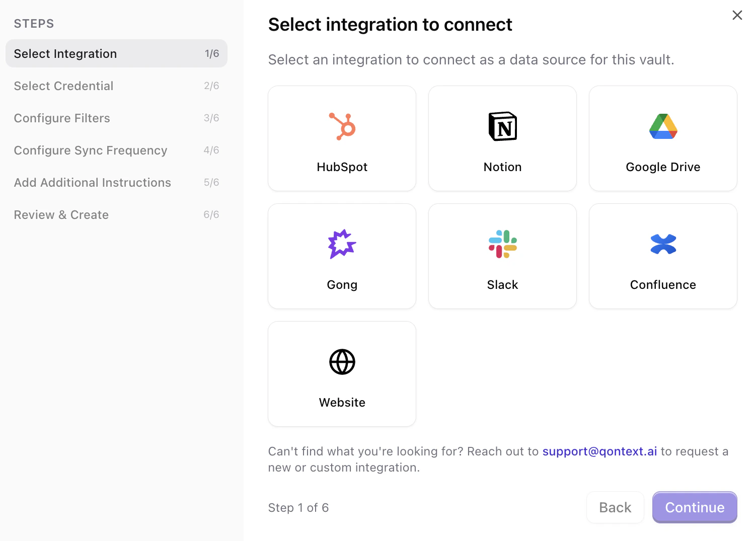 Select Website from the list of integrations