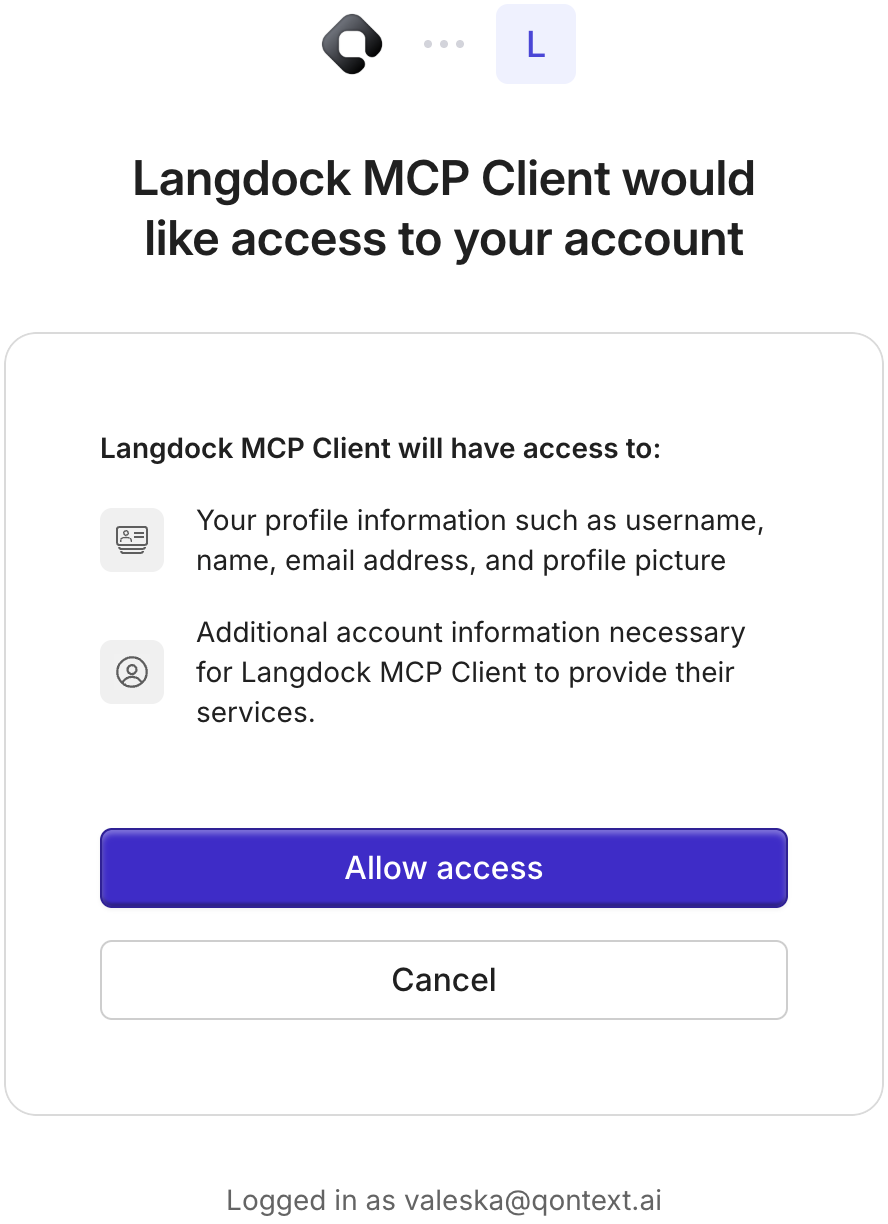 Allow Qontext access in OAuth