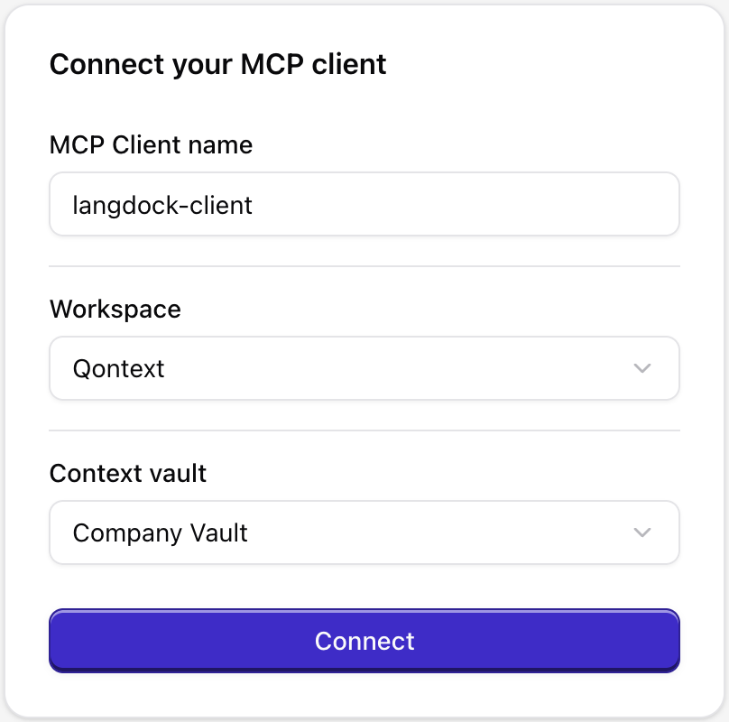 Choose workspace and vault in Qontext