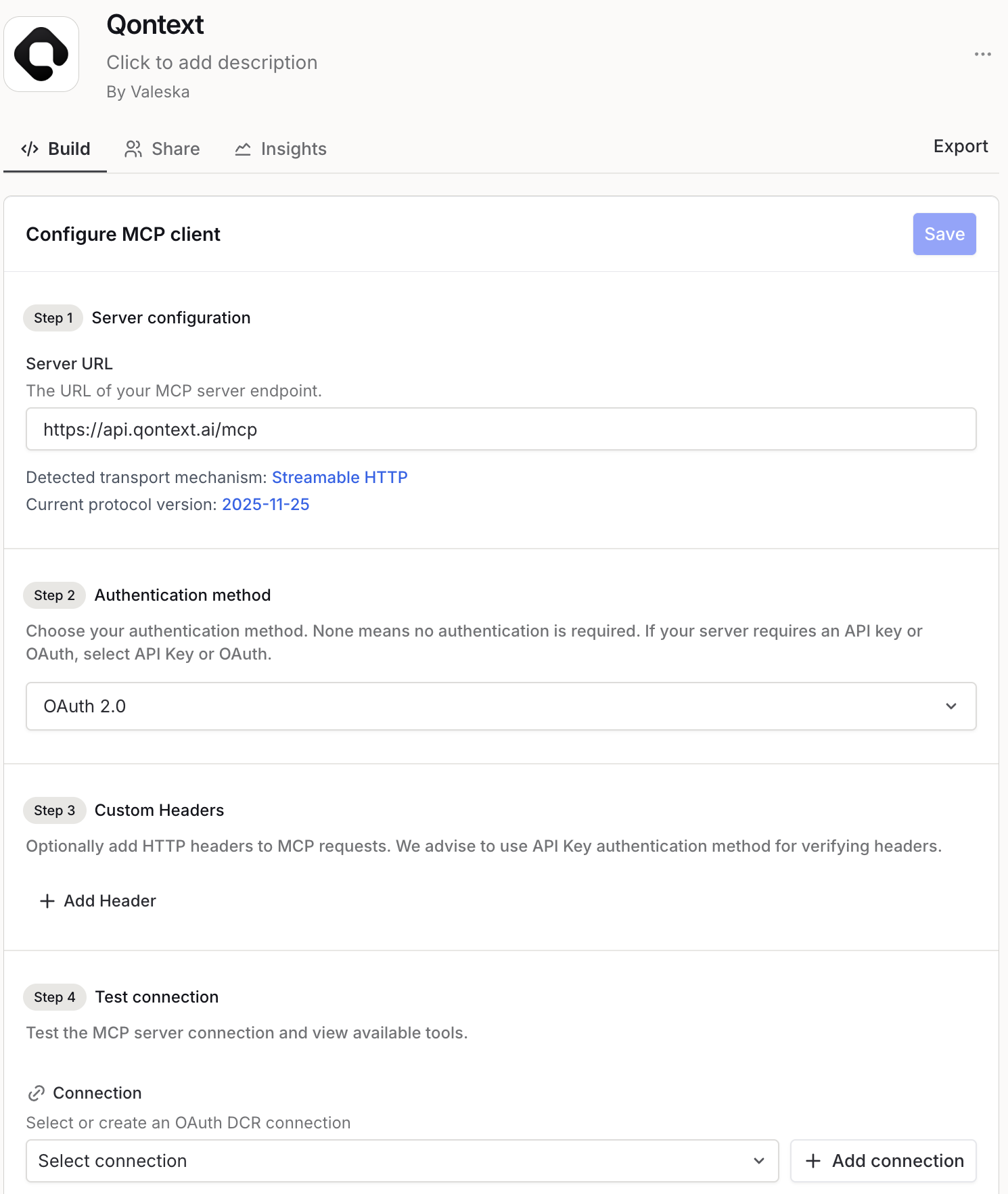 Configure MCP client with Qontext URL