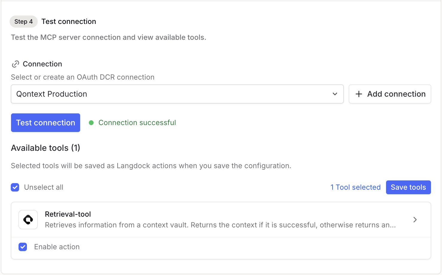 Qontext MCP tools in Langdock