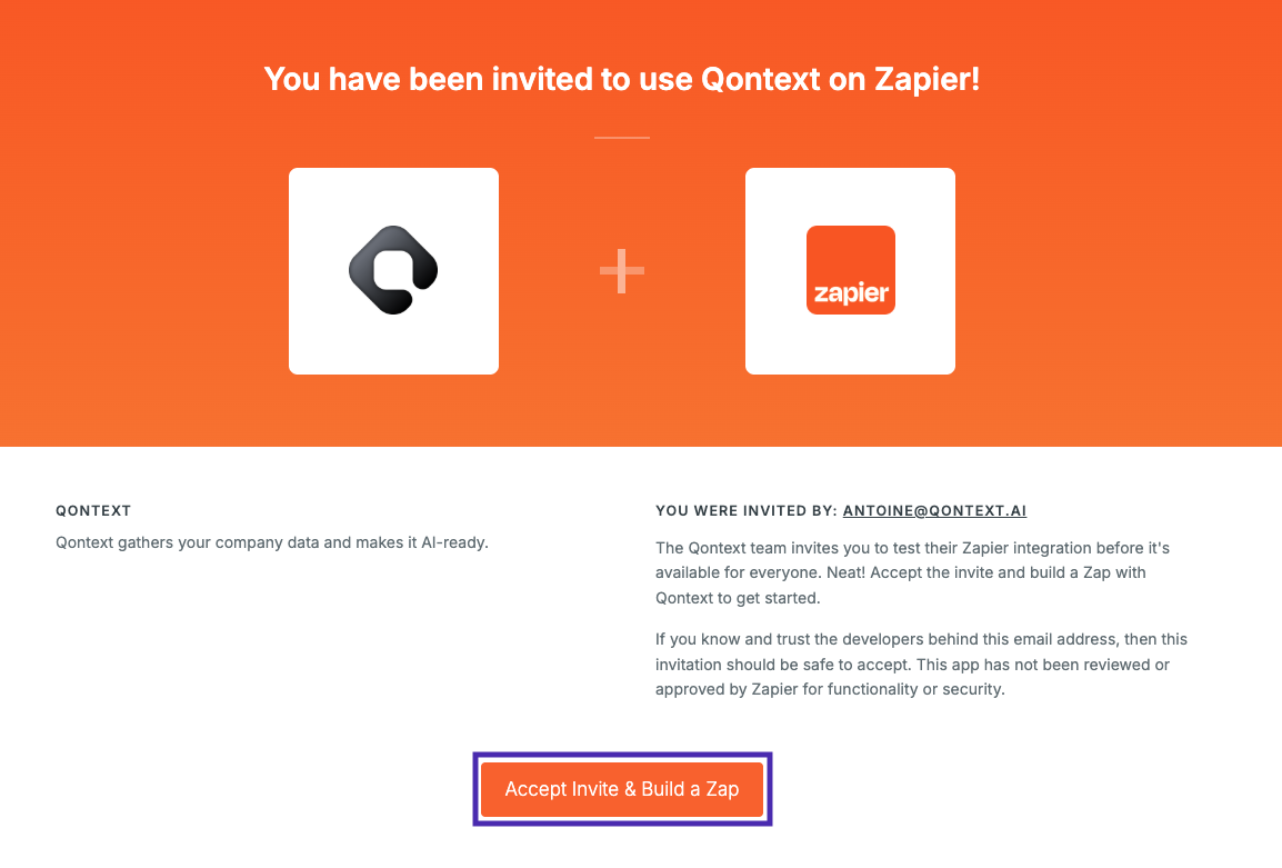 Accept Zapier invite