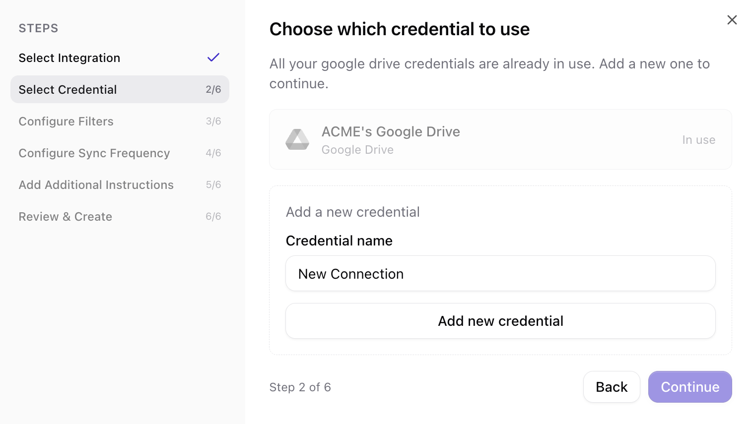 Google account selection screen