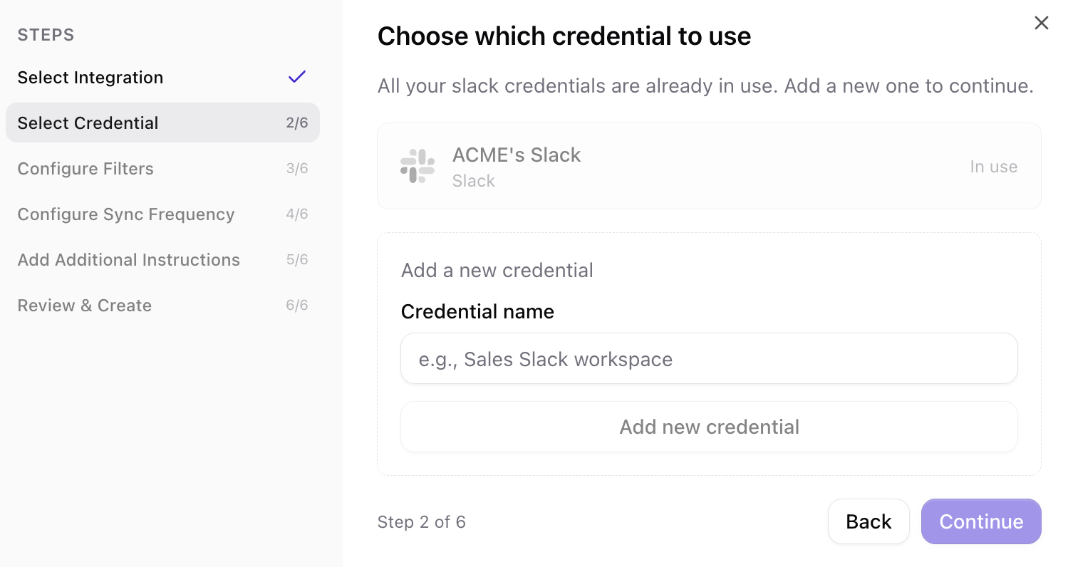 Choose an existing connection or create a new one