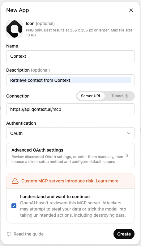 Qontext Chat GPT App Creation Qontext Chat GPT App Creation