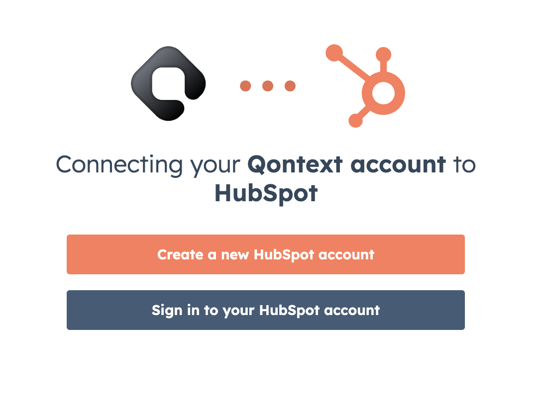 HubSpot sign-in and connecting