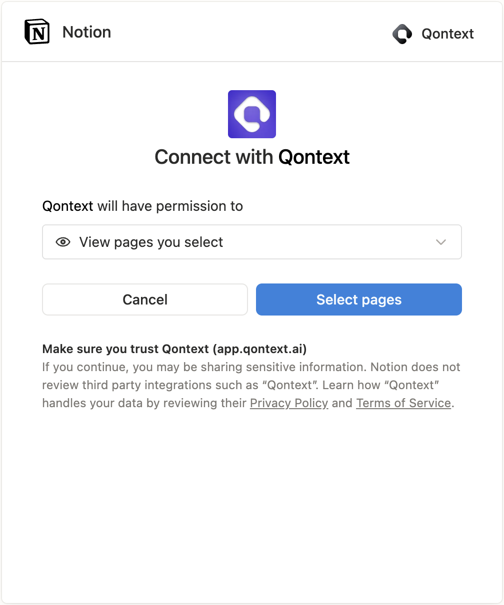 Notion page and database picker