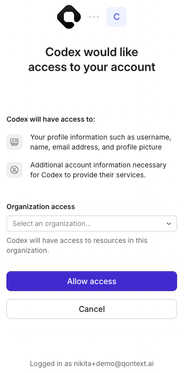 Qontext Codex Access Qontext Codex Access