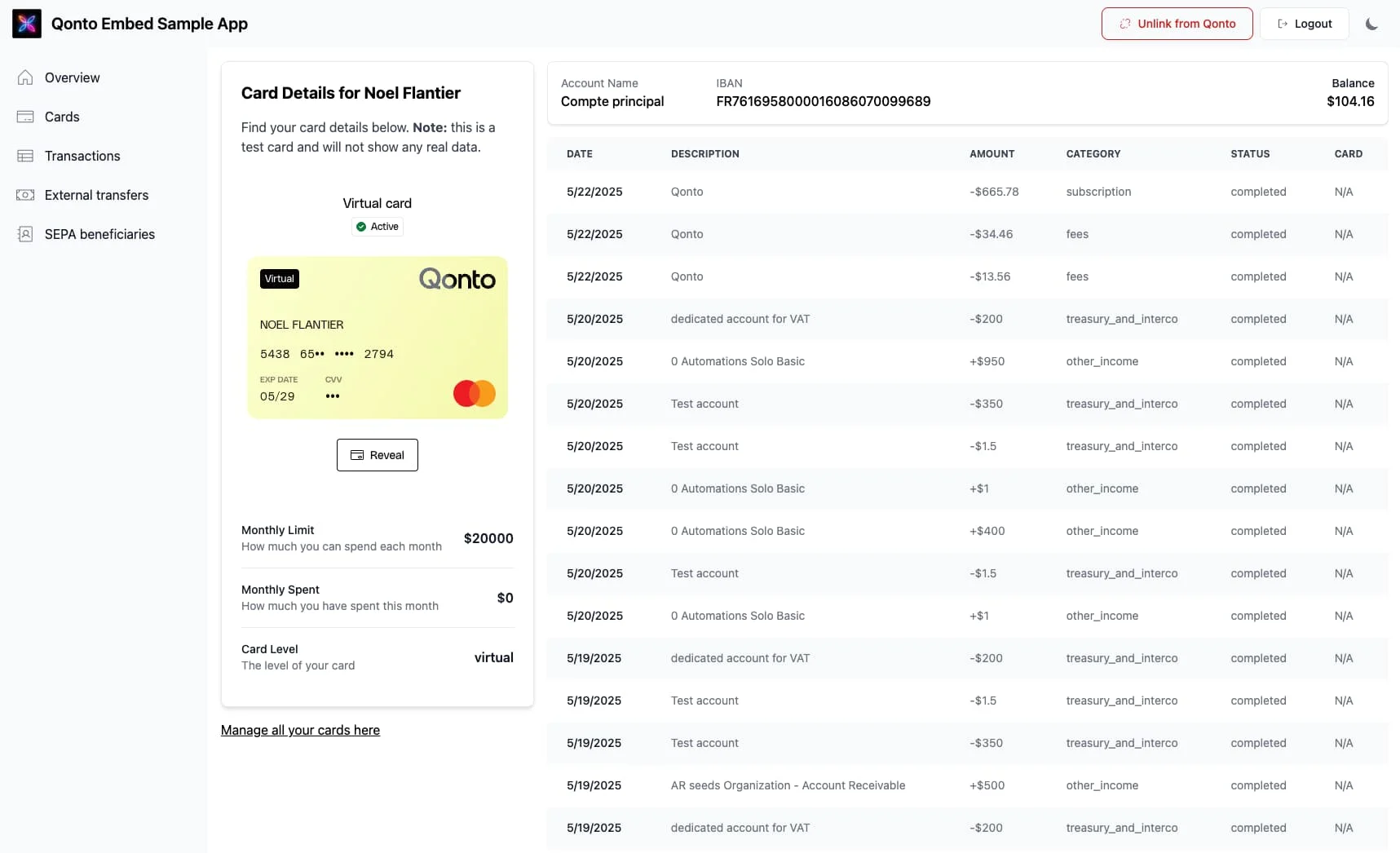 Embed Sample App Preview Light