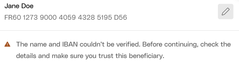 Verification Not Possible Result