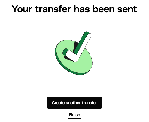 Transfer creation
success page