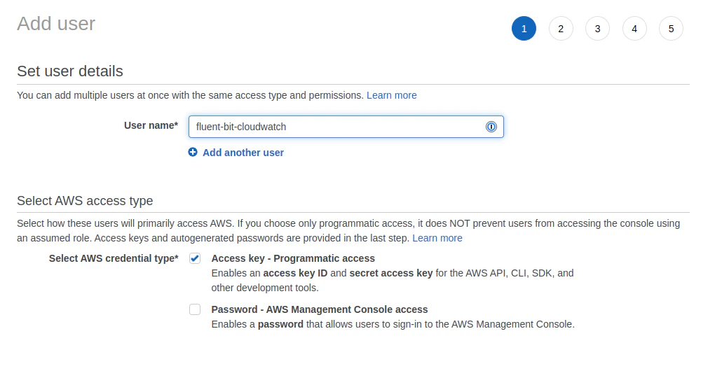 Create IAM user