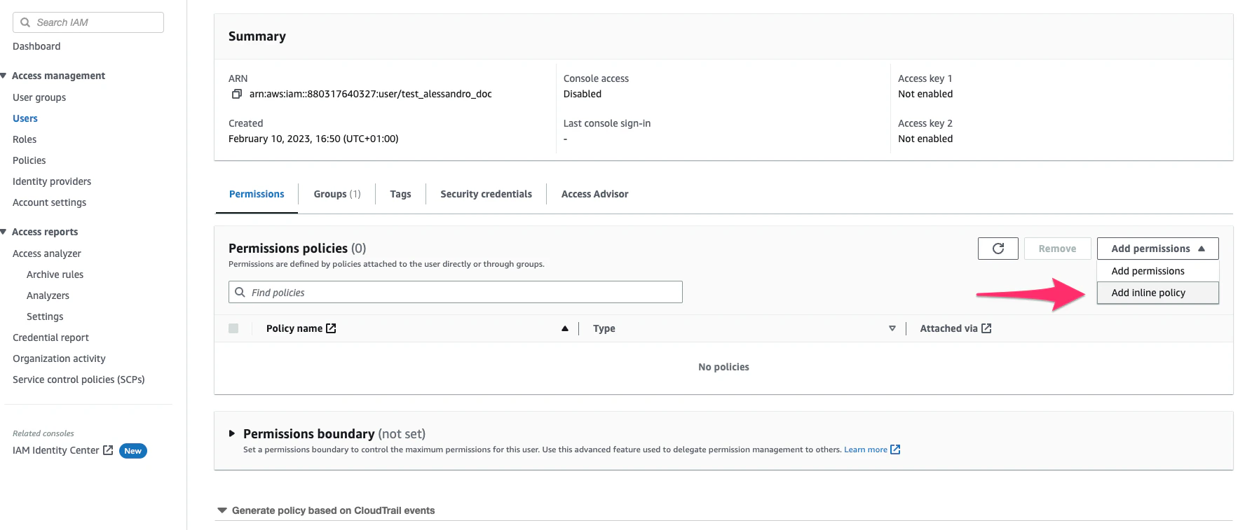 Add policy - step 2